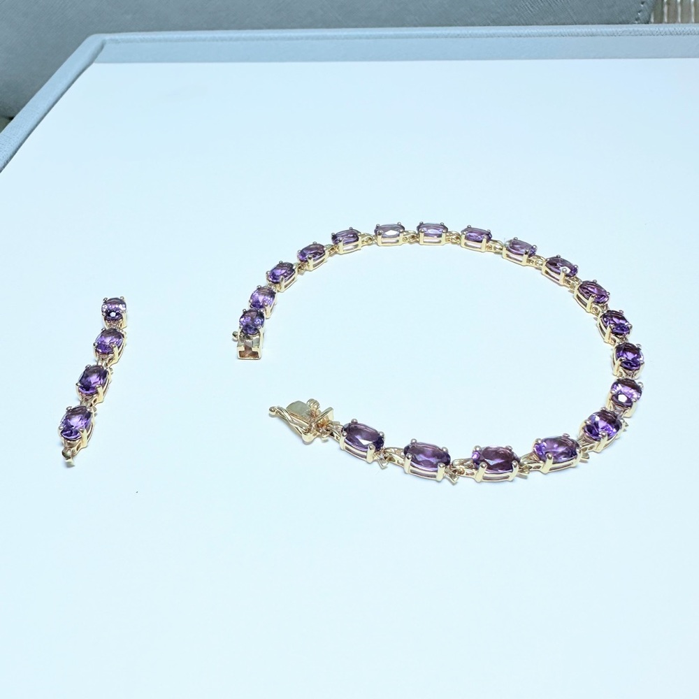 Amethyst Tennis Bracelet, 14k Yellow Gold - Picture 4 of 15